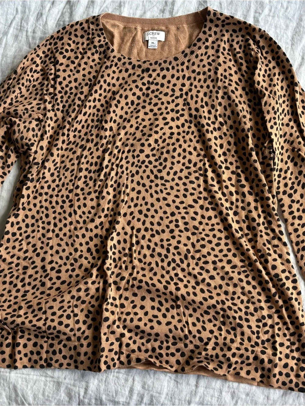 J. Crew Camel Leopard Print Teddie Sweater